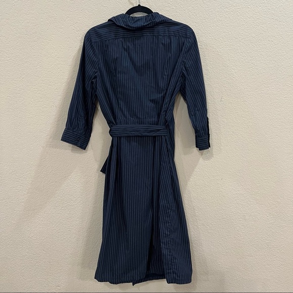 90 Spiegel Black Stripe Ruffle Collar Wrap Dress Sz 14 Goth Grunge Dark Romantic - Picture 7 of 10